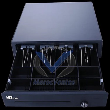 TIROIRE CAISSE 24V 6.5 KG 4 BILLETS 8 PIÈCES 1 FENTE CHEQUE NOIR