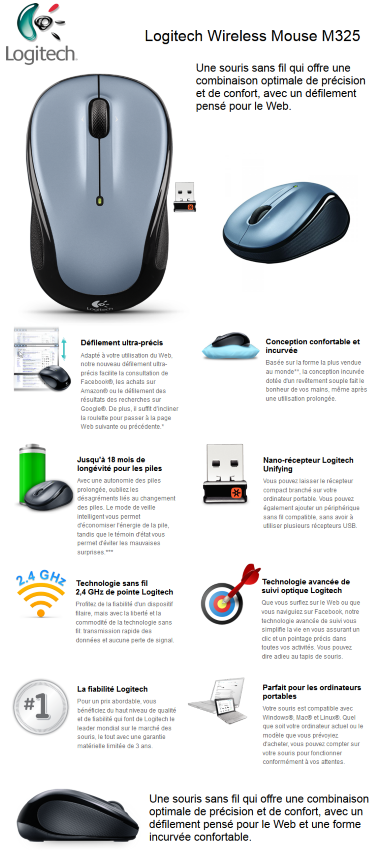 Acheter Souris Logitech Wireless Mouse M325 - Argent maroc