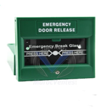 Boîtier Bris de Glace Vert Conseillé pour Sytèmes de CONTRÔLE D"ACCES