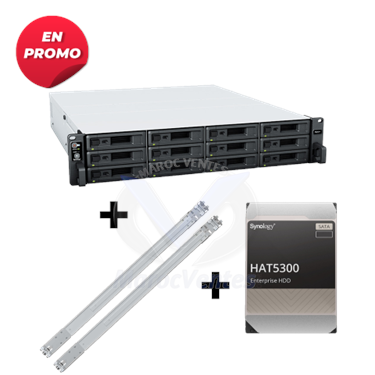 Promo RackStation RS2421plus 36M+4 Disques dur Synology 4TB SATA 3,5''+Rail kit RKS-02