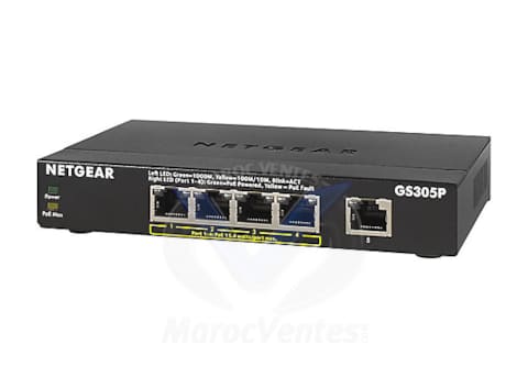 Switch 100PES 5 Ports 10/100/1000 RJ45 dont 4 ports POE GS305P