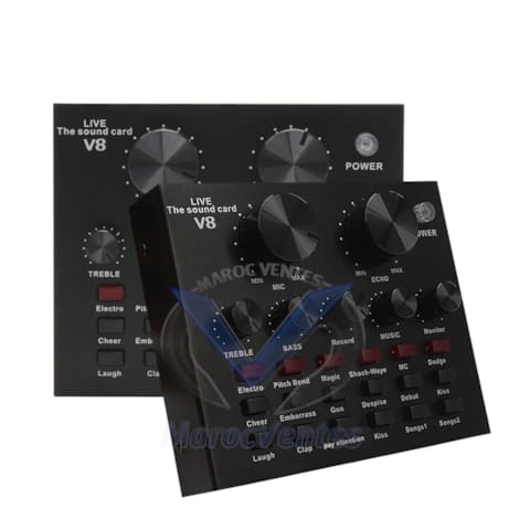 Carte Son V8 Multifonctionnel Studio Bluetooth pour Téléphone Portable et Ordinateur Carte Son V8