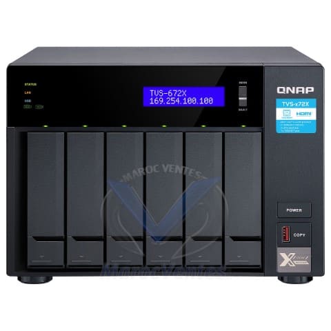 Serveur NAS 6 baies 2.5"/3.5" i3-8100T 8 Go DDR4 (sans disque dur) TVS-672X-I3-8G