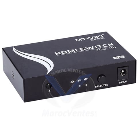 SELECTEUR HDMI 3 EN 1 SORTIE 4K 30HZ AVEC TÉLÉCOMMANDE IR MT-VIKI MT-SW301-MH