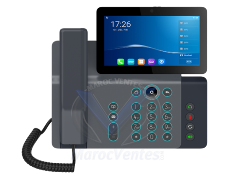 Téléphone vidéo IP Haut Gamme Ecran Tactile 7" 20 Lignes SIP Bluetooth Intégré 116 touches programmables V67