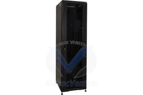 ARMOIRE 42 UNITES 600x600 AVEC ETAGERE ET 2 VENTILOS LIN-42U/600X