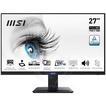 MSI Pro MP251P monitor, 27″, Full HD (1920 x 1080 pixels) 100 Hz, IPS, 16:9, Response time 1ms (MPRT) / 4 ms (gris à gris), HDMI™ (1.4b,DisplayPort (1.2a), D-Sub (VGA), 1000:1, 178°(H) / 178°(V), Vesa 75 x 75, garantie 1an. MP273A