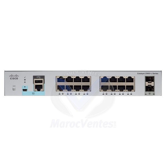 Switch manageable 16 ports 10/100/1000 Mbps PoE+ + 2 ports SFP WS-C2960L-SM-16PS