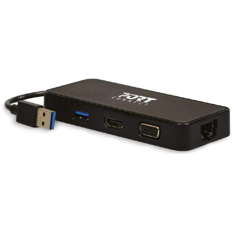 Station d'accueil USB 3.0 (3.1 Gen 1) Type-a 5000 mbit/s Noir Hub & Concentrateur