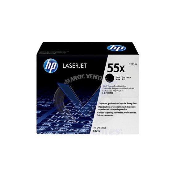Cartouche de toner 55X LaserJet noir original 12500 pages CE255X