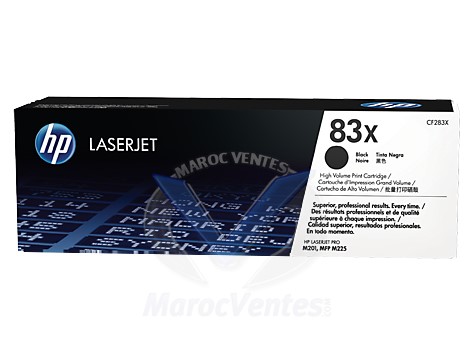 Cartouche 83X toner LaserJet noir authentique grande capacité CF283X