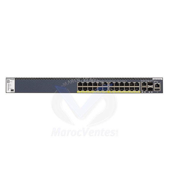 Switch manageable Stackable avec 24x1G PoE+ et 4x10G incluant 2x10GBASE-T and 2xSFP+ l ProSAFE M4300-28G-PoE+ GSM4328PB