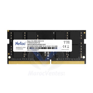 Barette Mémoire 4GB DDR4 SODIMM 2666Mhz C19 1.2V