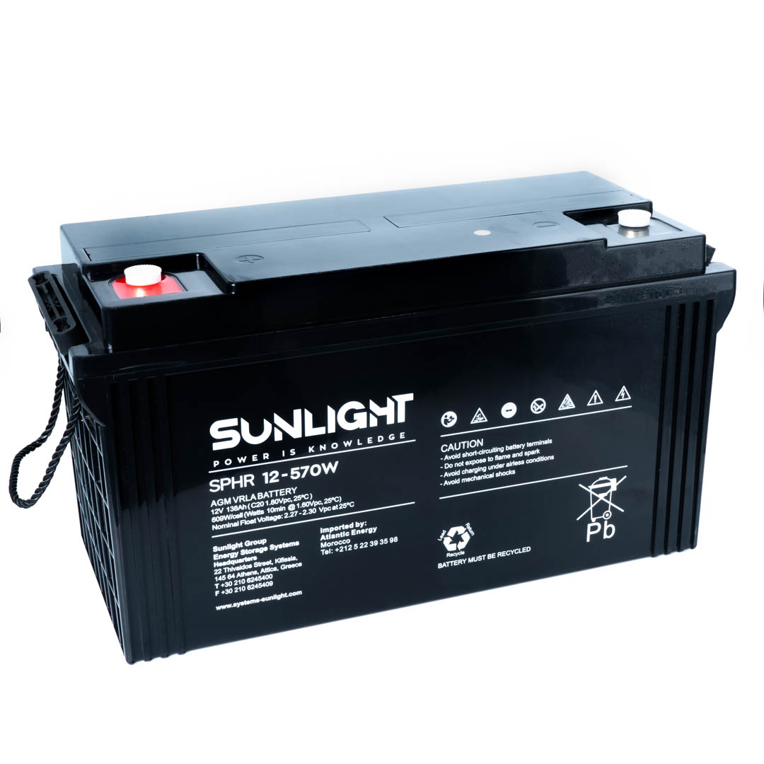 Batterie Onduleur SUNLIGHT 12V 138AH 570W SPHR Etanche VRLA AGM