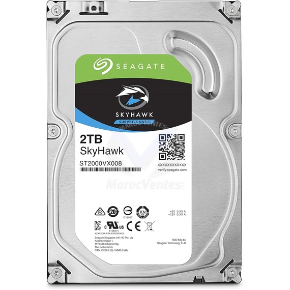 DISQUE DUR INTERNE SKYHAWK 2T 3.5" SATA III 5900 RPM ST2000VX007