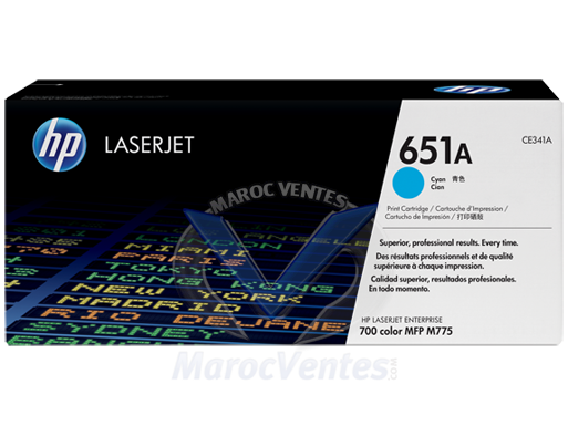Cartouche authentique de toner cyan HP LaserJet 651A (CE341A) CE341A