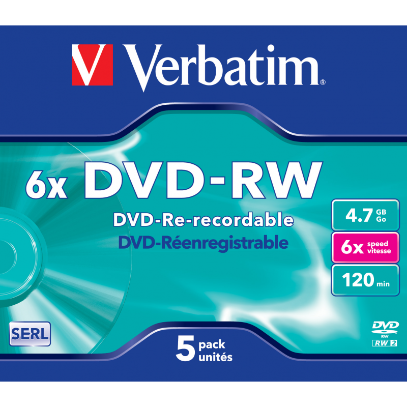 DVD-RW  6X AVEC POCHETTE - VERBATIM 43525 43525