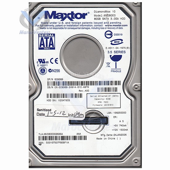Disque Dur 80Go SATA/150 8Mo Cache-7200 Tours-Disque Dur 80Go SATA/150 8Mo Cache-7200 Tours