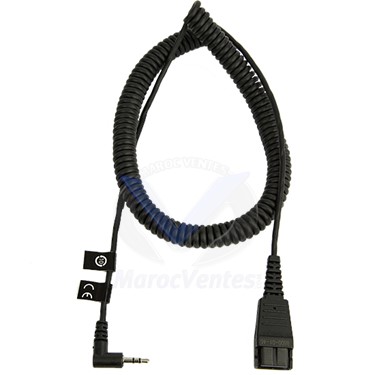Câble Mini Jack 2,5 mm vers QD pour Jabra, Cisco et Panasonic