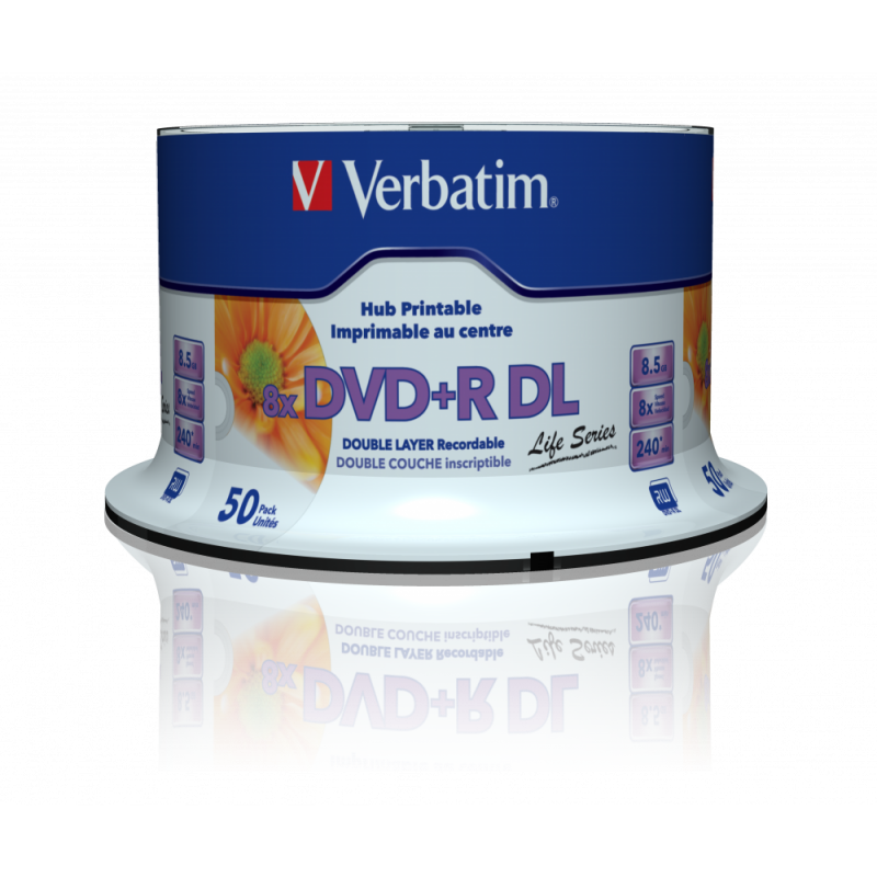 DVD+R  Double Layer Inkjet Printable 8x Life Seriesc  Pack de 50 unités