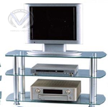 TABLE TV VERRE METAL 52'' 50KG TRANSPARENTE
