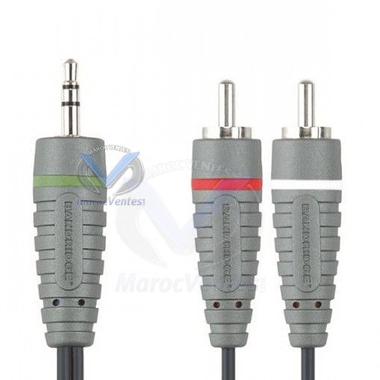 BE BLUE PORTABLE AUDIO CABLE 3.5MM M - 2X RCA M 5M-BE BLUE PORTABLE AUDIO CABLE 3.5MM M - 2X RCA M 5M