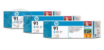 HP 91 Light Cyan Ink Cartridge 3-pack