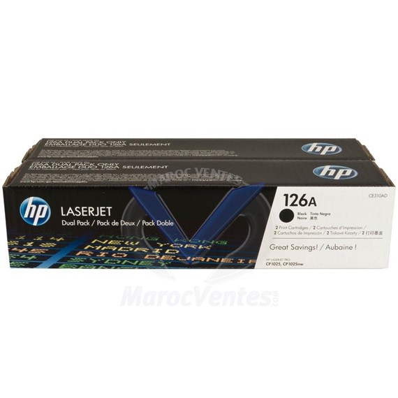 2 pack de 126A toners LaserJet noir authentiques 1 200 pages CE310AD