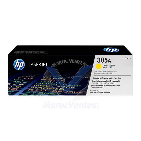 Cartouche de toner 305A Jaune LaserJet originale 2 600 pages CE412AC