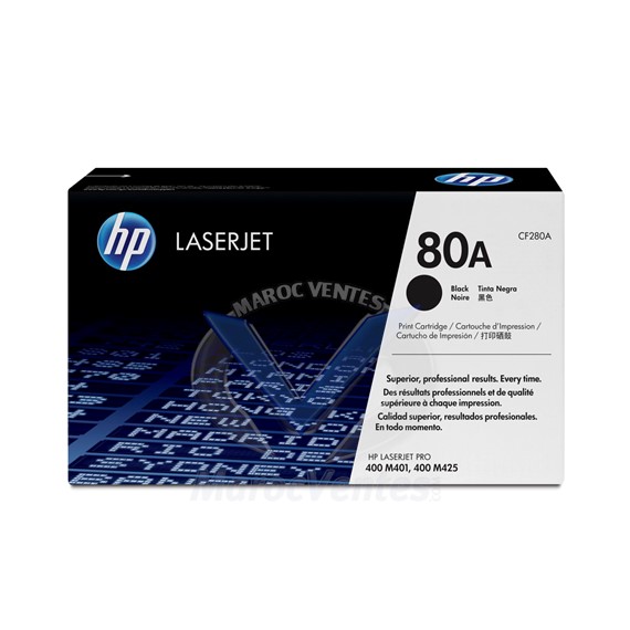 2 pack toners 80X Noir LaserJet à haut rendement 6 900 pages CF280XF