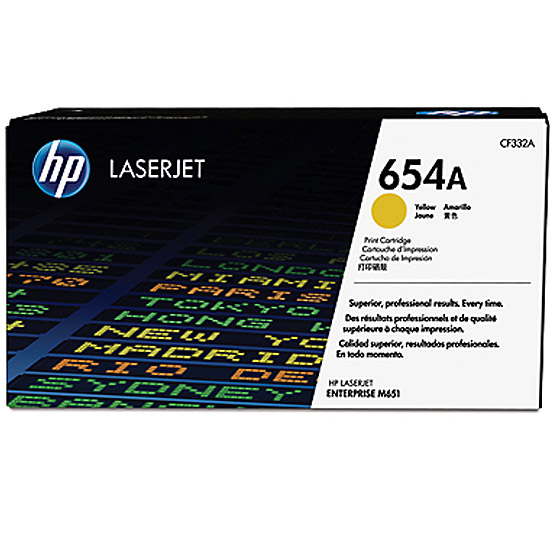 HP 654 Yellow Original LaserJet Toner Cartr Color Sph Techng