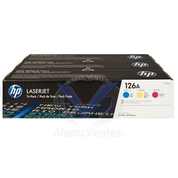 Tri-Pack 126A cartouche de toner LaserJet jaune, cyan, magenta original 1000 pages CF341A