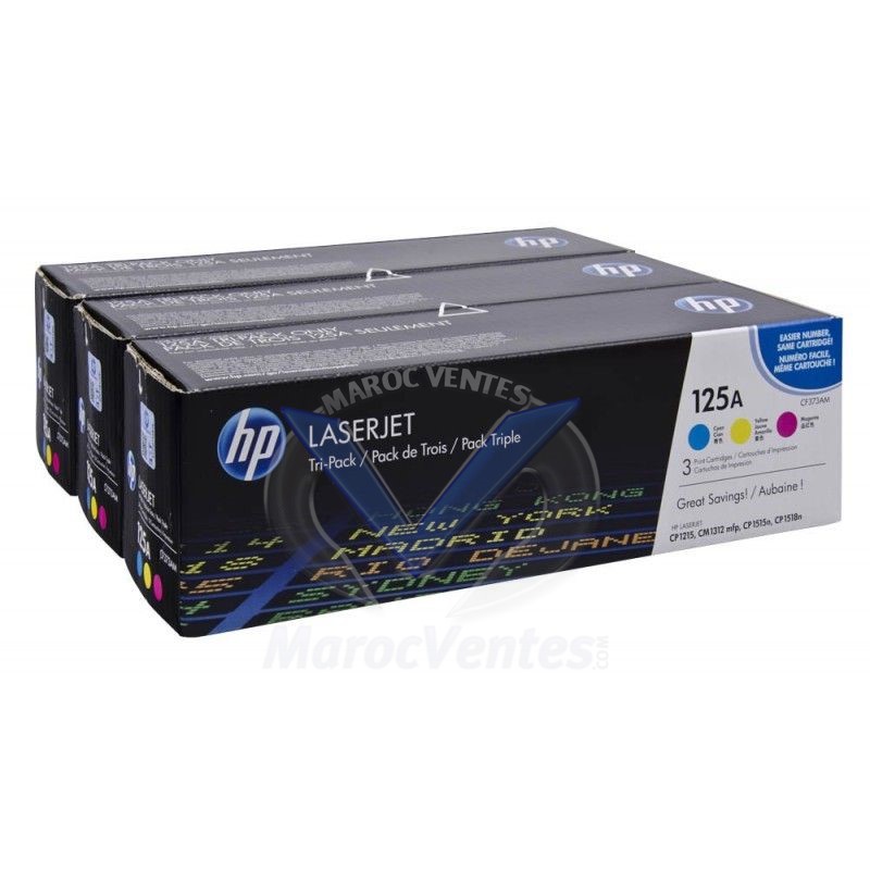 Cartouche de toner 125A Pack de 3 Toners Cyan/Magenta/Jaune Authentiques