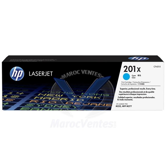 Cartouche de toner 201X Cyan LaserJet haute capacité Originale CF401X