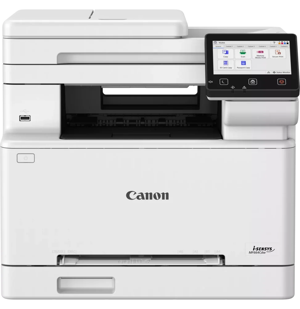 CANON i-SENSYS MF664CDW Multifonction Laser Couleur A4 Laser Recto verso, Impression, copie et numérisation, 25 PPM, 10,93s, 250 f, 1200 x 1200 ppp, USB 2.0 Haute Vitesse, 10BASE-T/100BASE-TX/1000Base-T, 802.11b/g/n sans fil, connexion directe sans fil, G