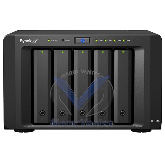 Serveur Nas 5 Baies Dual Core 2.13 Ghz 2 Go Ram 4 LAN Gigabit 2 USB 3.0 2 eSATA DS1513+