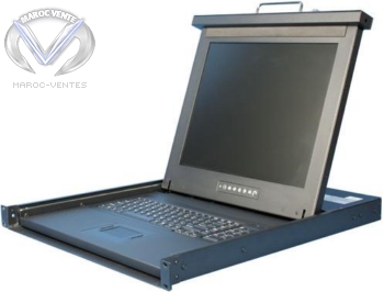 Console 1U Mono Rail pour Rack avec écran LCD 17",Clavier Fr et Souris