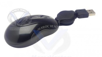 Mini souris optique rétractable Noir Caméléon 
