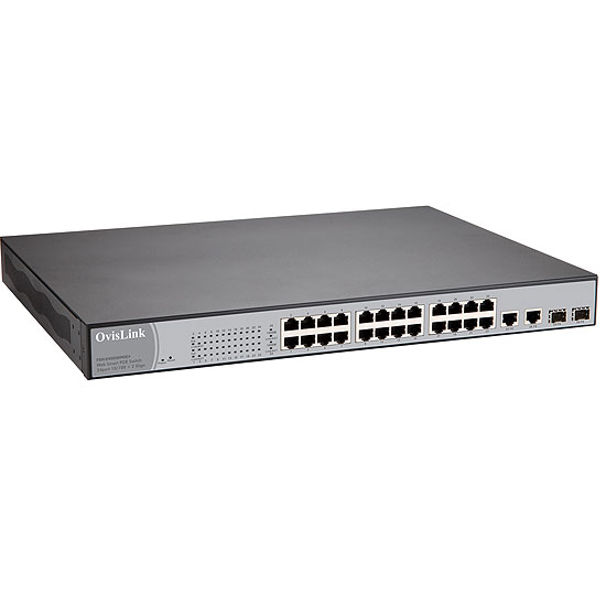 Ovislink Switch 24x10/100 POESwitch+2combo TX/SFP Web manag