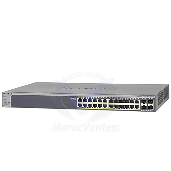 Smart Switch Prosafe Mangeable 24 ports Gigabit dont 8 ports PoE+ - 4 x SFP - Niveau 2+ et  Hiérarch. niveau 3 GS728TP