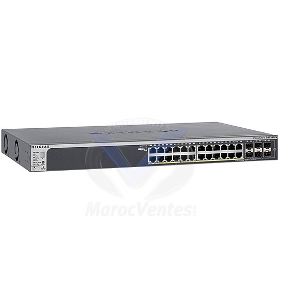 Smart Switch Prosafe Mangeable 24 ports Gigabit PoE dont 8 PoE+ - 2 Combo - 4 SFP GS728TPSB