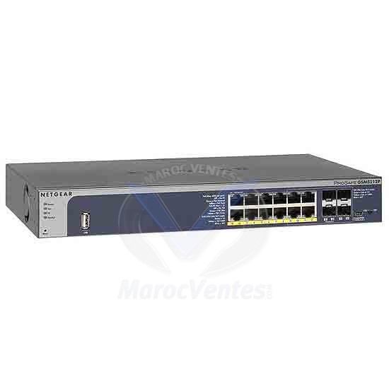 Switch Prosafe Manageable 12 Ports Gigabit dont 12 Ports PoE Plus - 4 x SFP - Niveau 2+ GSM5212P