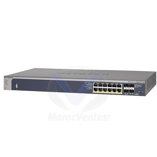 Switch Prosafe Manageable 12 Ports Gigabit  dont 12 Ports PoE Plus - 4 Ports Combo SFP - Niveau 2+ GSM7212P