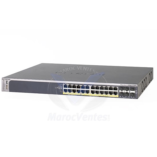 Switch Prosafe Manageable 24 Ports Gigabit - 4 x SFP - 2 x SFP+ (10Gigabit) - Niveau 2+ - Les 24 Ports sont PoE dont 8 sont PoE Plus GSM7228PS