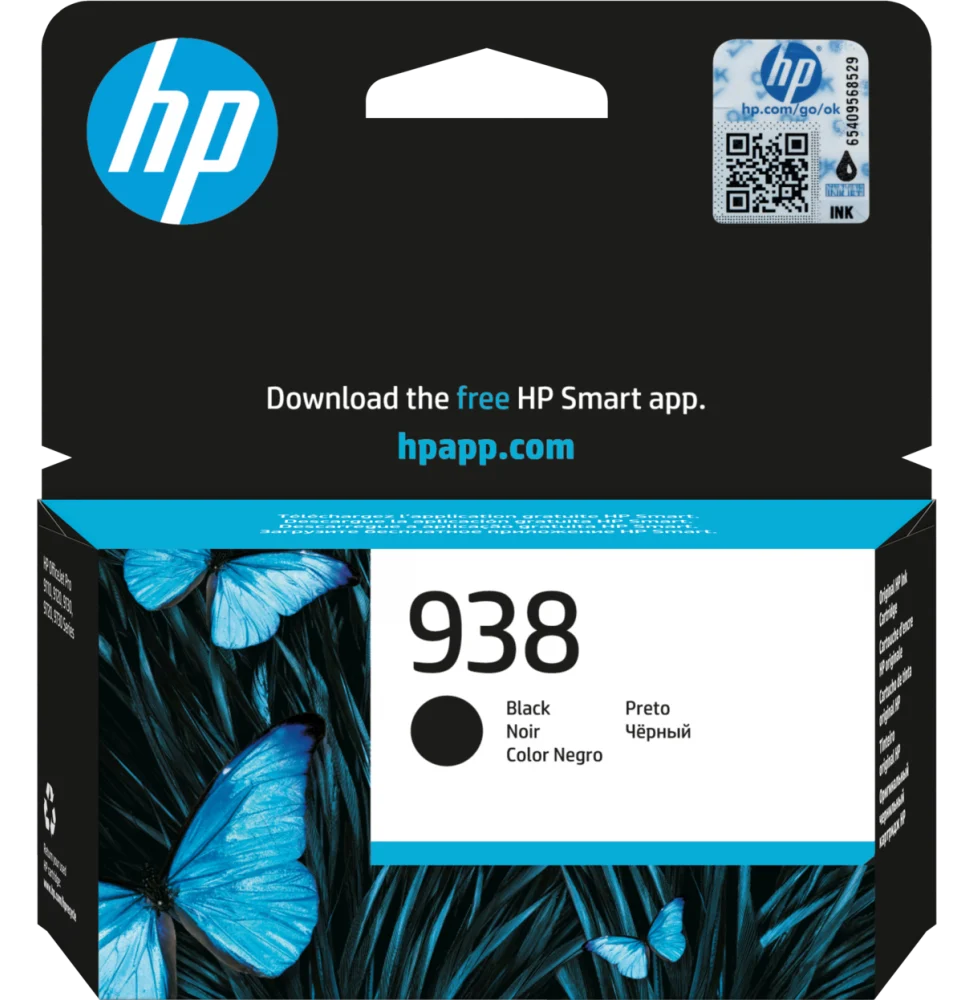 Cartouche d'encre noire HP 938 Originale 1250 Pages pour OJ Pro 9730 & 9130 3Mois