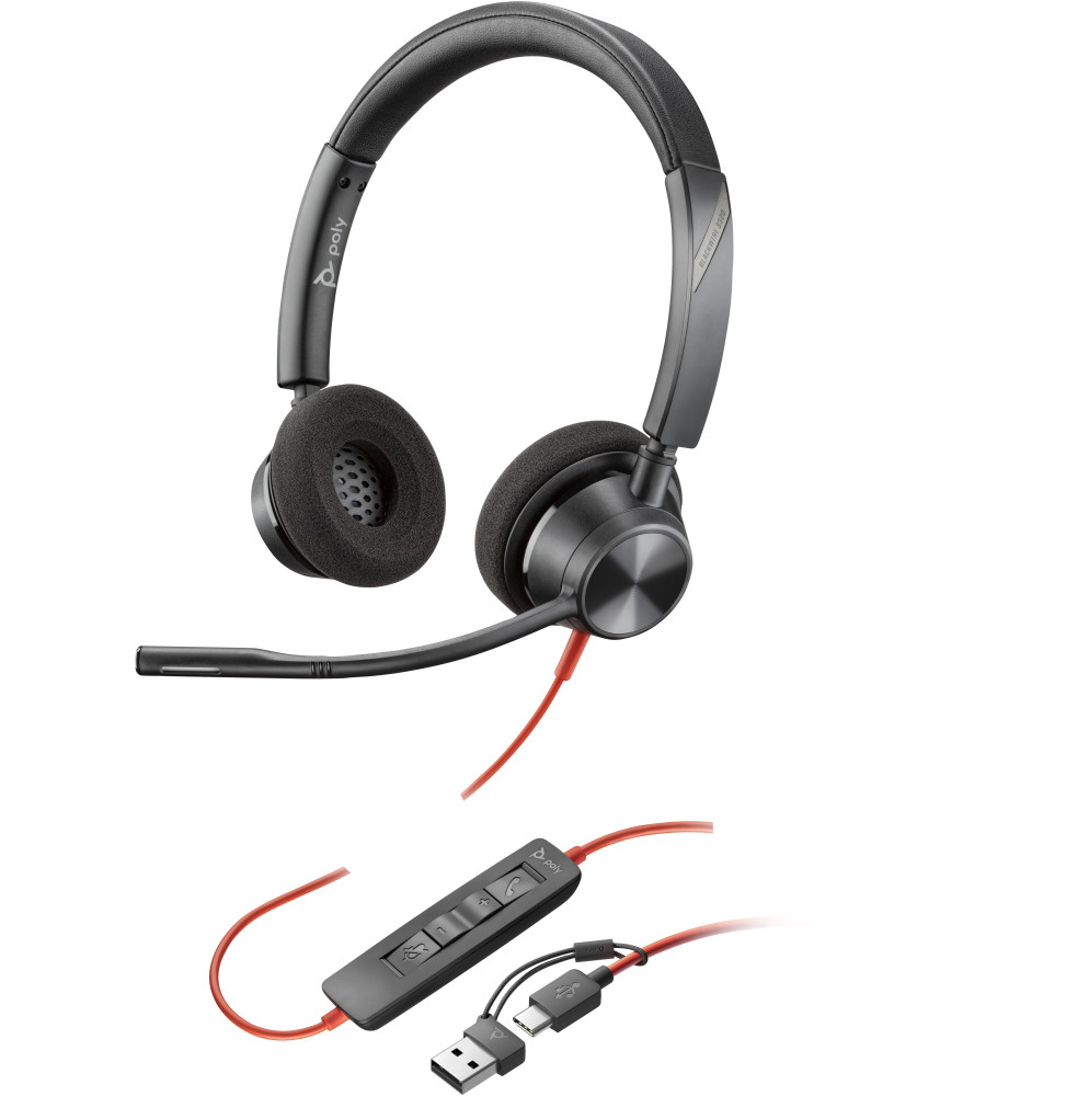 Blackwire 3320 Stereo USB-C Headset + USB-C/A Adapter