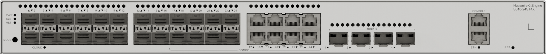 HUAWEI S310-24ST4X(24*GE SFP ports, 8 of which are dual-purpose 10/100/1000 or SFP, 4*10GE SFP+ ports, built-in AC power) 98012532