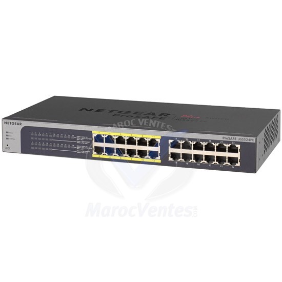 Switch Configurable Prosafe Plus 24 ports Gigabit dont 12 ports PoE JGS524PE