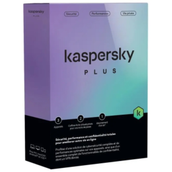 KASPERSKY Plus (équivalent à Internet Security) - 3 Postes / 1 an
