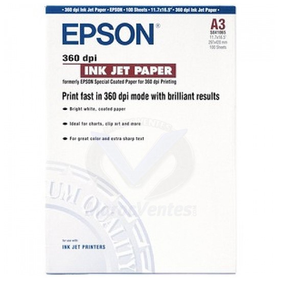 PAPIER COUCHE EPSON 360 DPI A3 (200f)-PAPIER COUCHE EPSON 360 DPI A3 (200f)